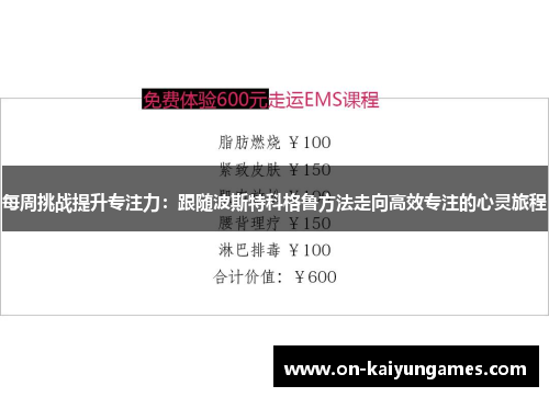 每周挑战提升专注力：跟随波斯特科格鲁方法走向高效专注的心灵旅程
