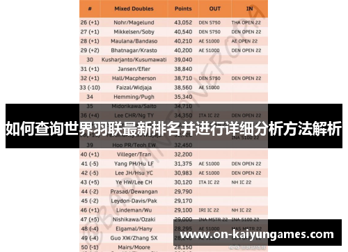 如何查询世界羽联最新排名并进行详细分析方法解析
